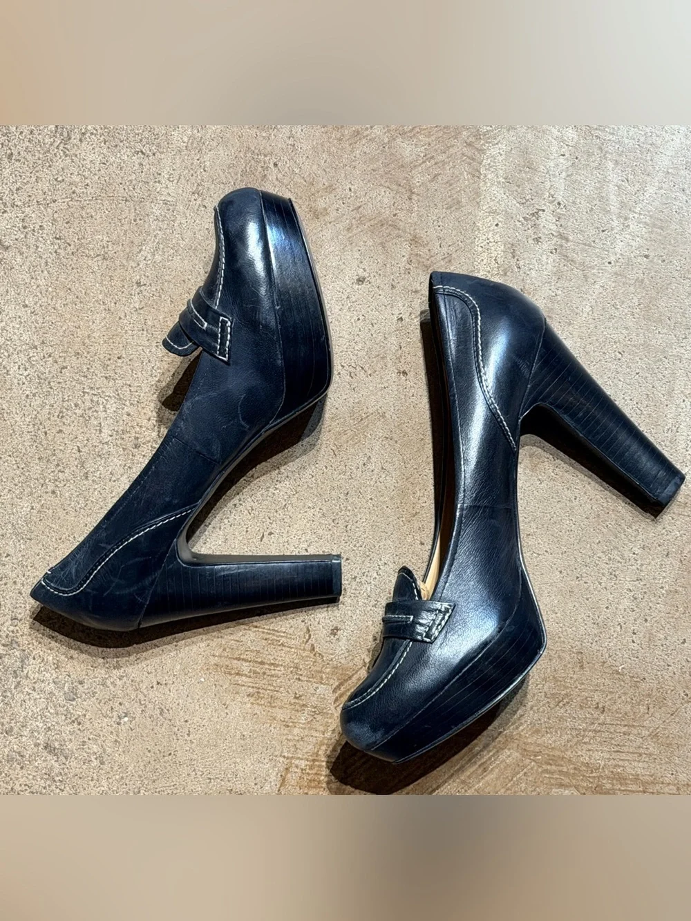 Nine West 90’s/Y2k Platform Leather Loafer Heels
